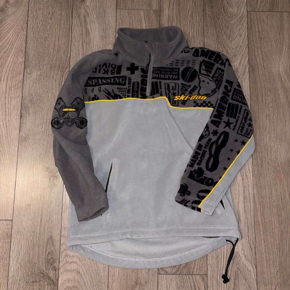 Kids Ski-Doo Grey Fleece Pullover with Graphic Sleeves